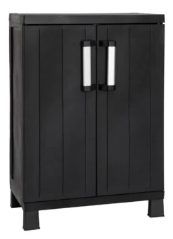 Geräteschrank Garage mit Holzlamellen-Effekt