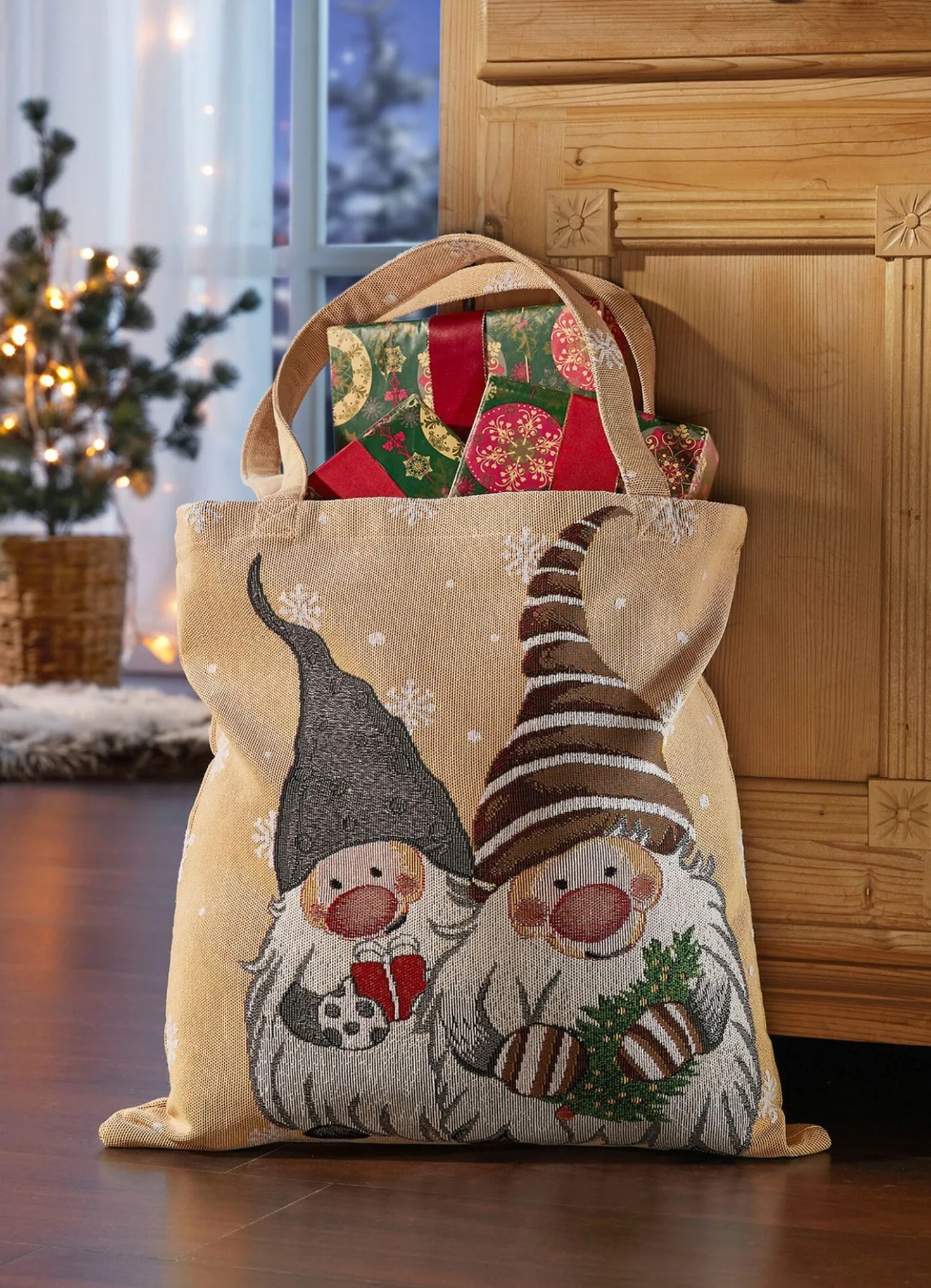 Gobelin-Tasche mit Wichtel-Motiv