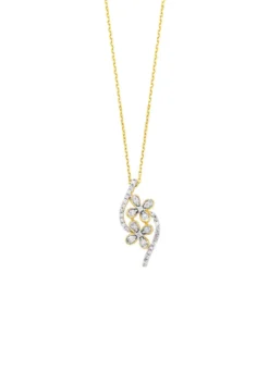 Halskette im Blumen-Design, 10 Brillanten, 22 Diamanten