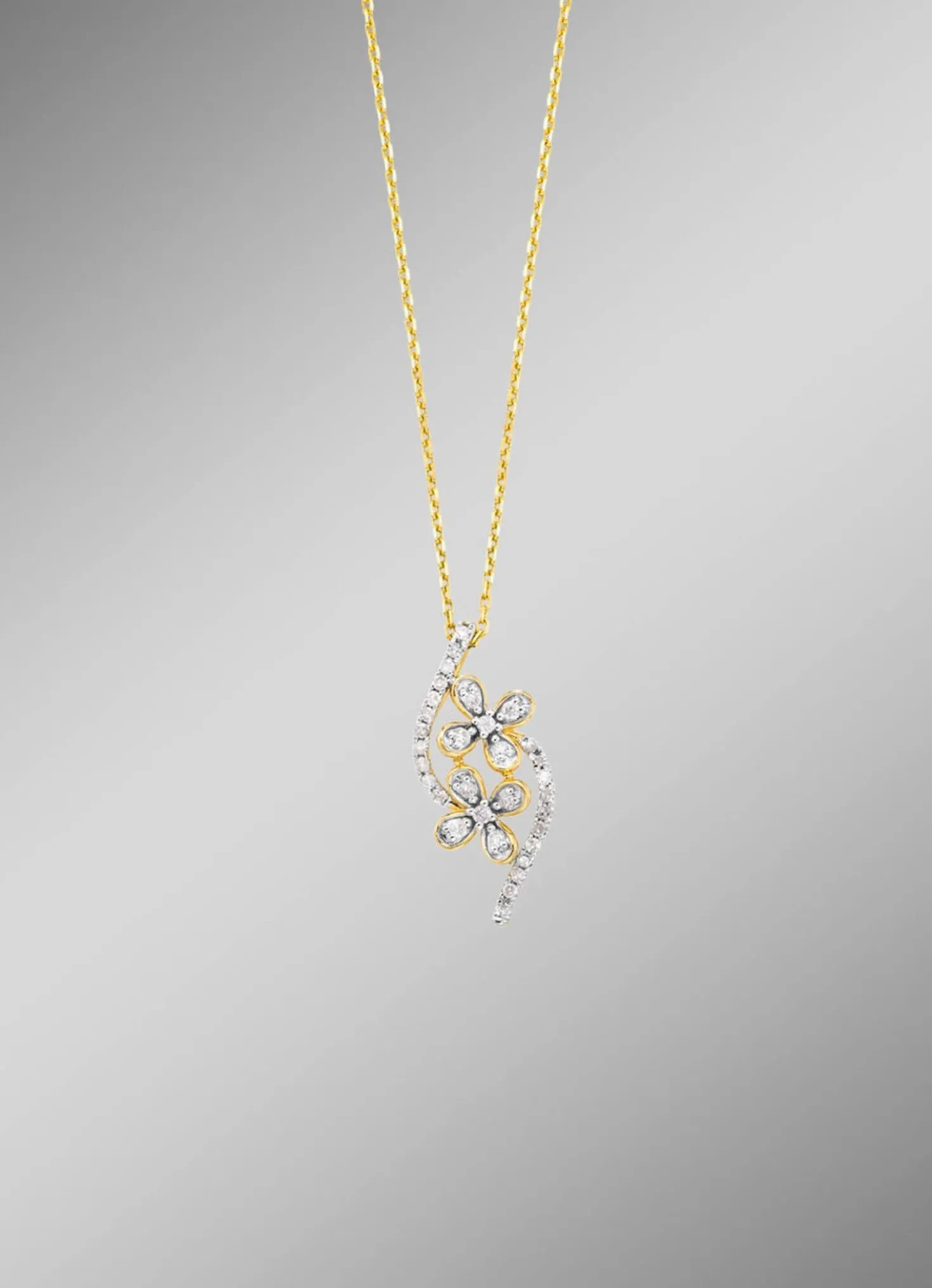 Halskette im Blumen-Design, 10 Brillanten, 22 Diamanten