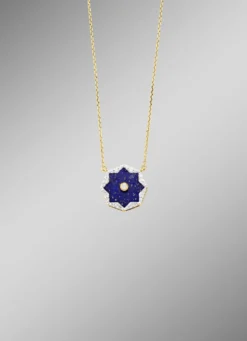 Halskette mit echt Lapislazuli, Brillanten und Diamanten