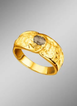Handgearbeiteter Partnerring mit Roh-Diamant