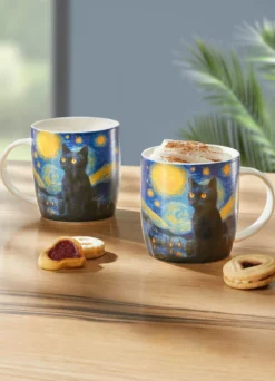 Henkelbecher mit Van Gogh-inspiriertem Hintergrund