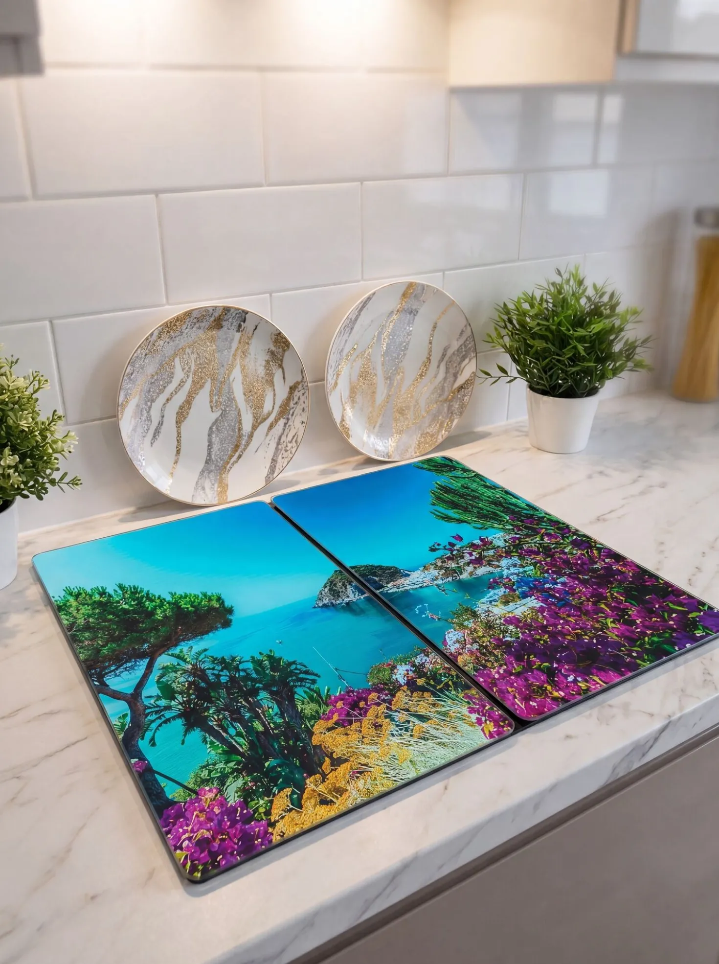 Herdabdeckplatten aus Glas, 2er-Set