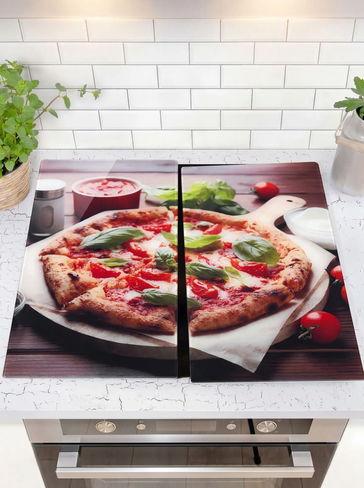 Herdabdeckplatten aus Glas, 2er-Set