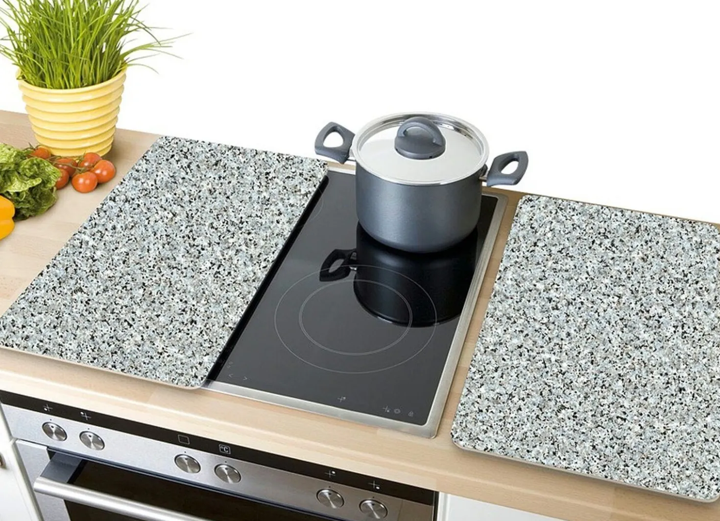 Herdabdeckplatten Granit, 2er-Set