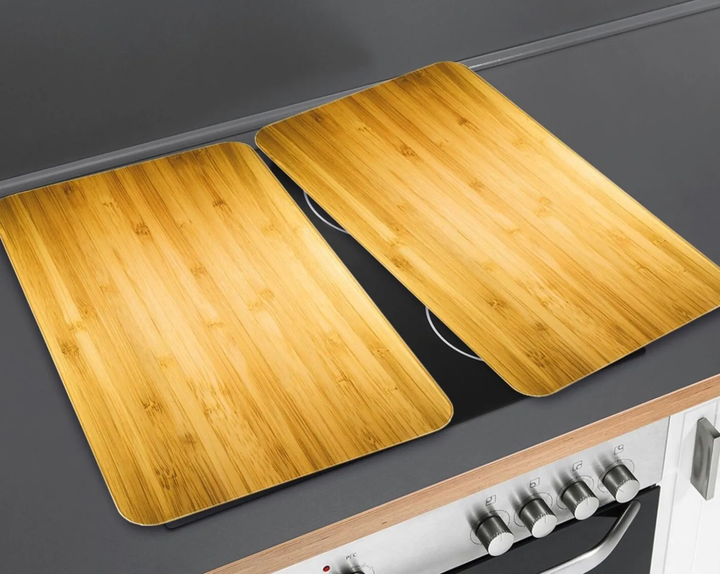 Herdabdeckplatten in Holzoptik, 2er-Set