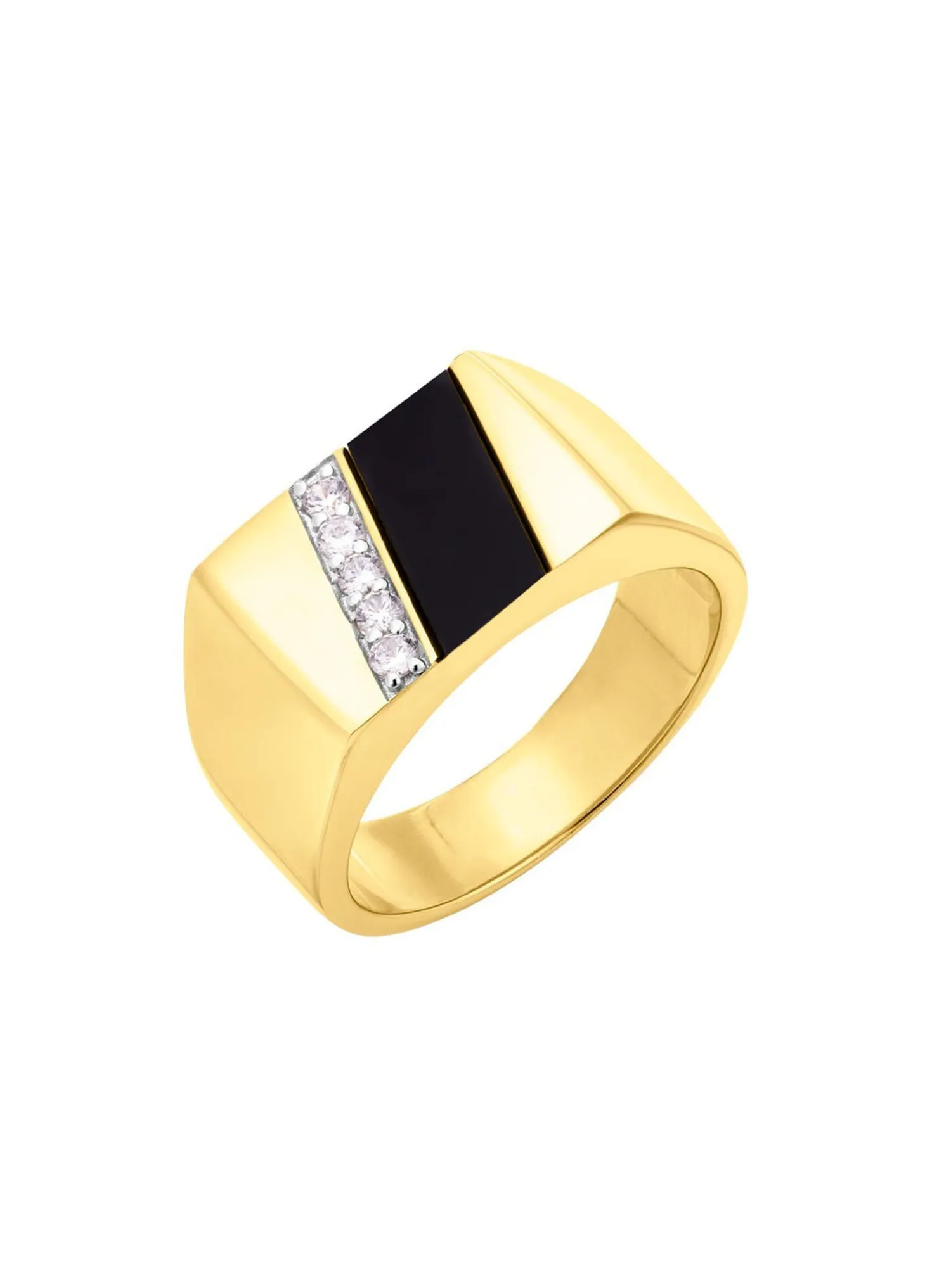 Herrenring mit echt Onyx und synth. Zirkonia