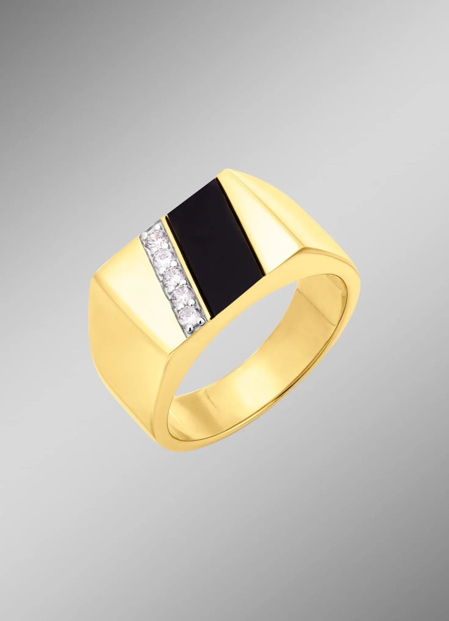 Herrenring mit echt Onyx und synth. Zirkonia