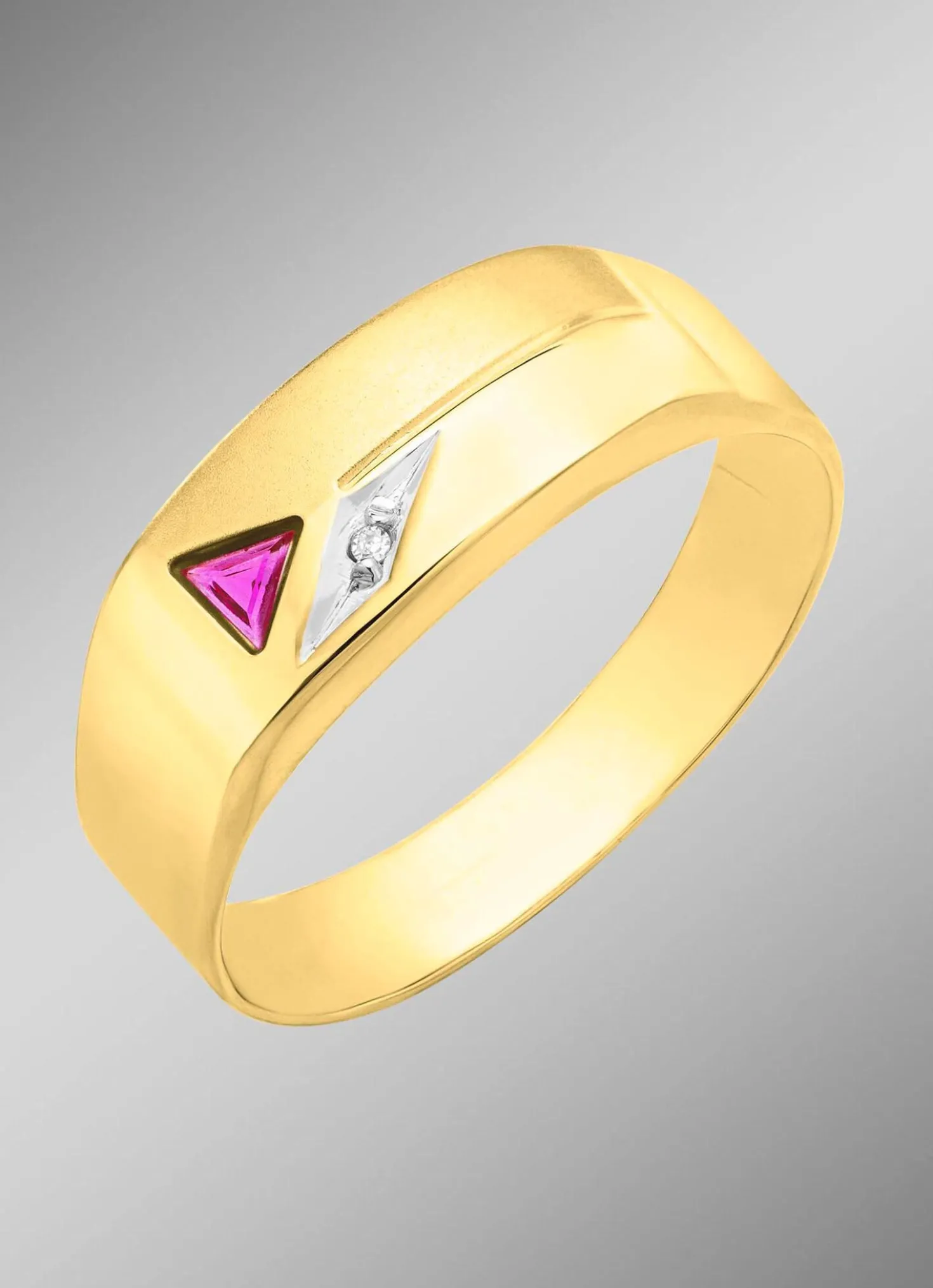 Herrenring mit echt Rubin und Diamant