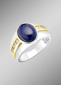 Herrenring mit Lapislazuli und Zirkonia