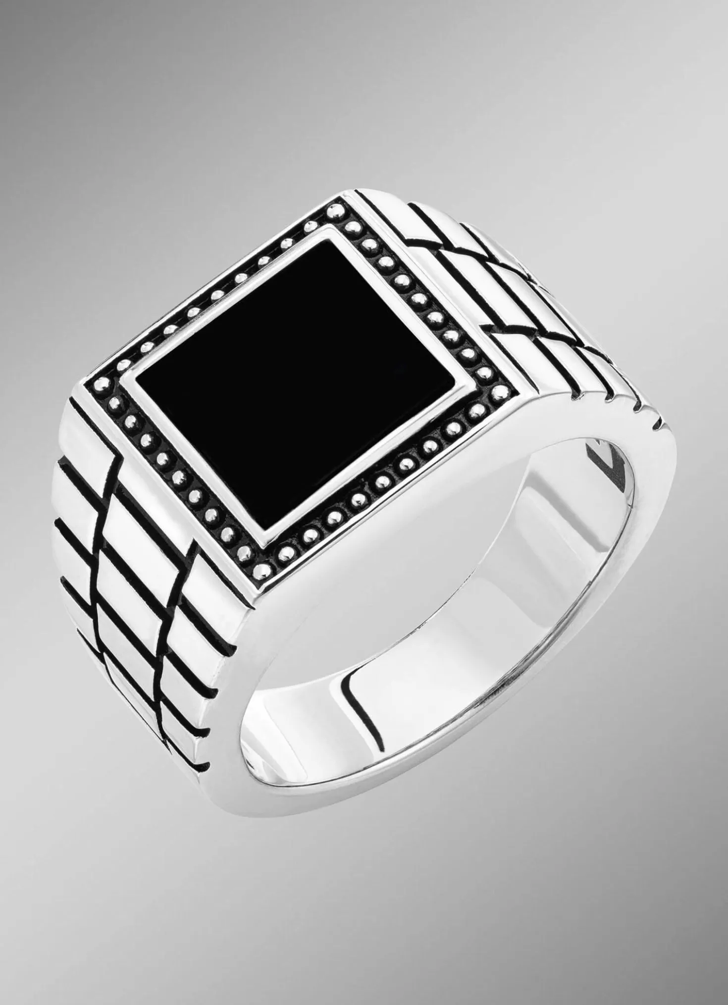 Herrenring von Giorgio Martello mit echt schwarzem Achat