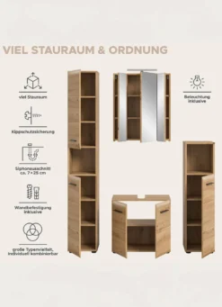 Hervorragendes Badmöbel-Programm, 4-teilig, mit LED-Beleuchtung