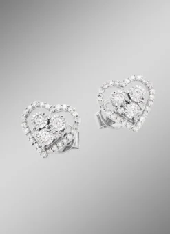 Herz-Ohrstecker mit Brillanten und Diamanten