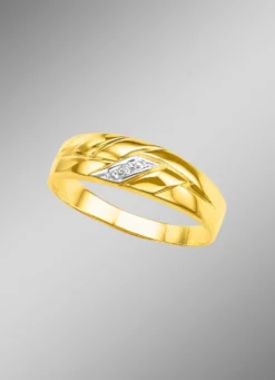 Hochglänzender Damenring in Bicolor mit Diamant