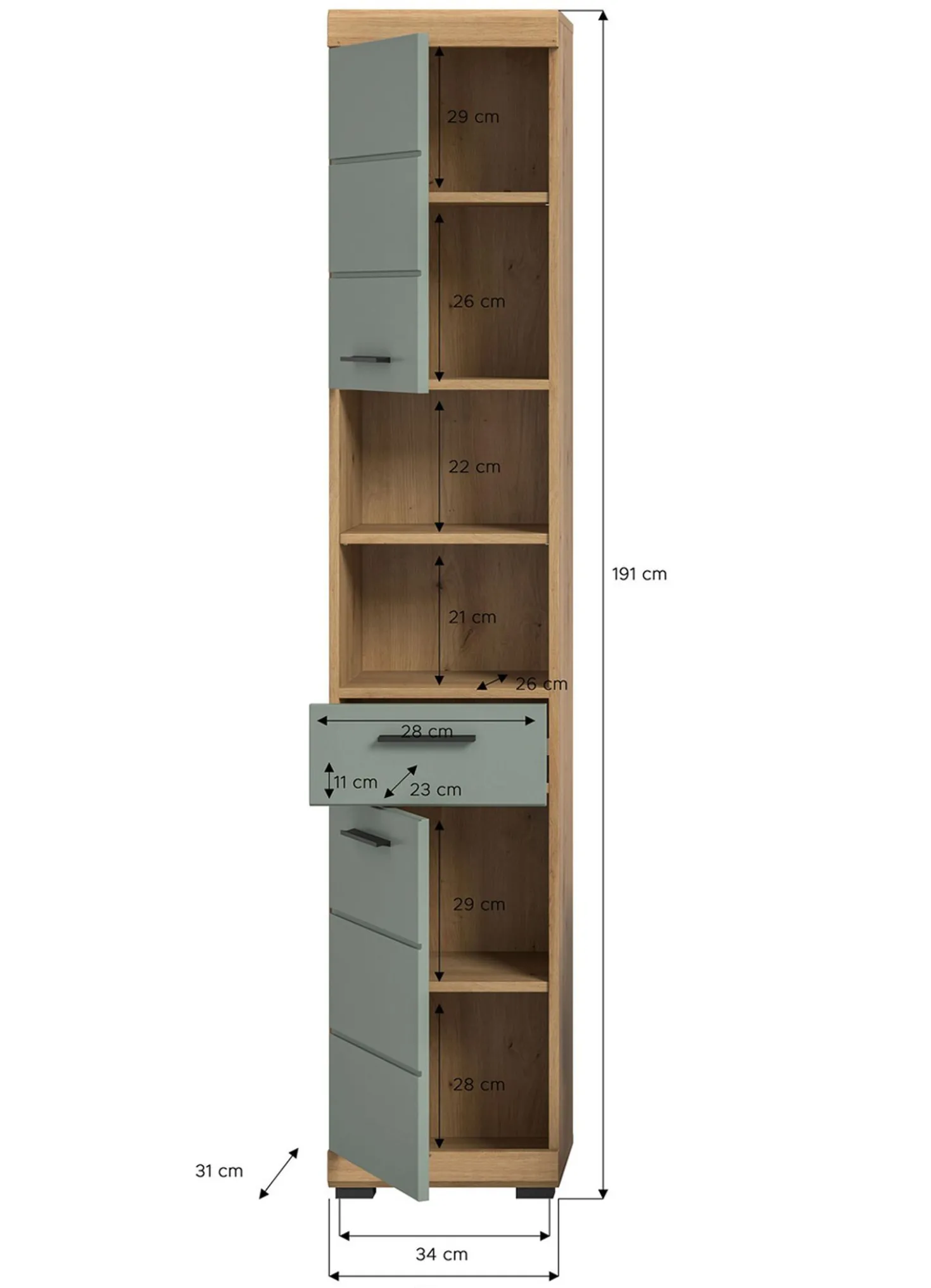 Hochschrank, 2-türig