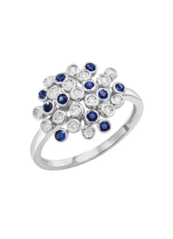 Hochwertiger Damenring mit Safir und Brillanten