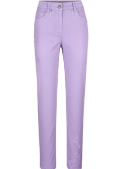 Hose mit floraler Stickerei