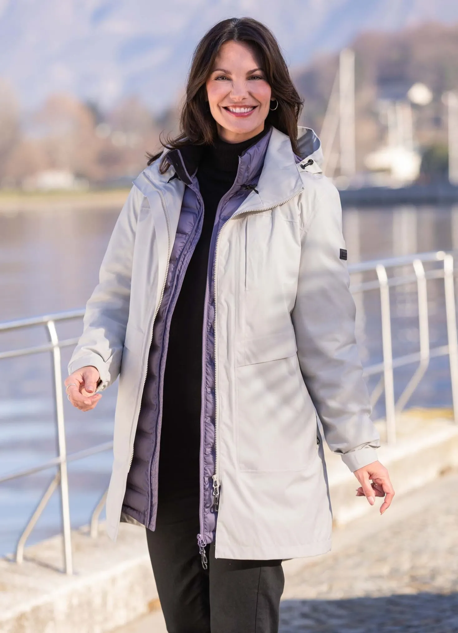 3-in-1-Funktions-Longjacke mit Außen- und Innenjacke