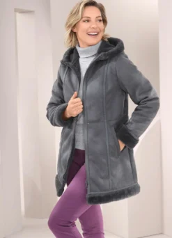 Jacke aus Veloursleder-Imitat