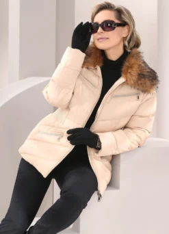 Jacke mit abnehmbarem Kunstpelz-Besatz am Kragen