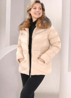 Jacke mit abnehmbarem Kunstpelz-Besatz am Kragen