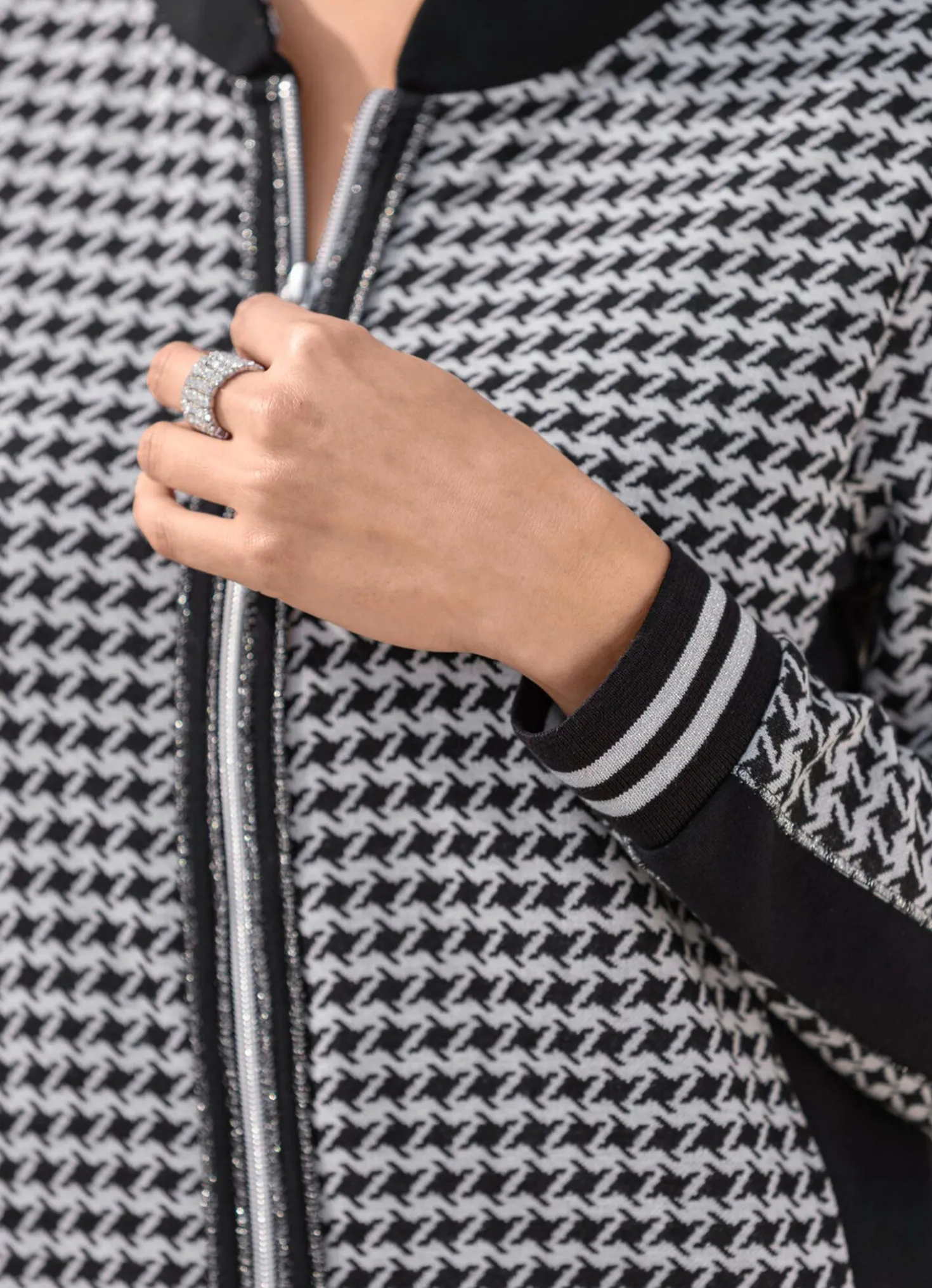 Jacke mit Hahnentritt-Dessin