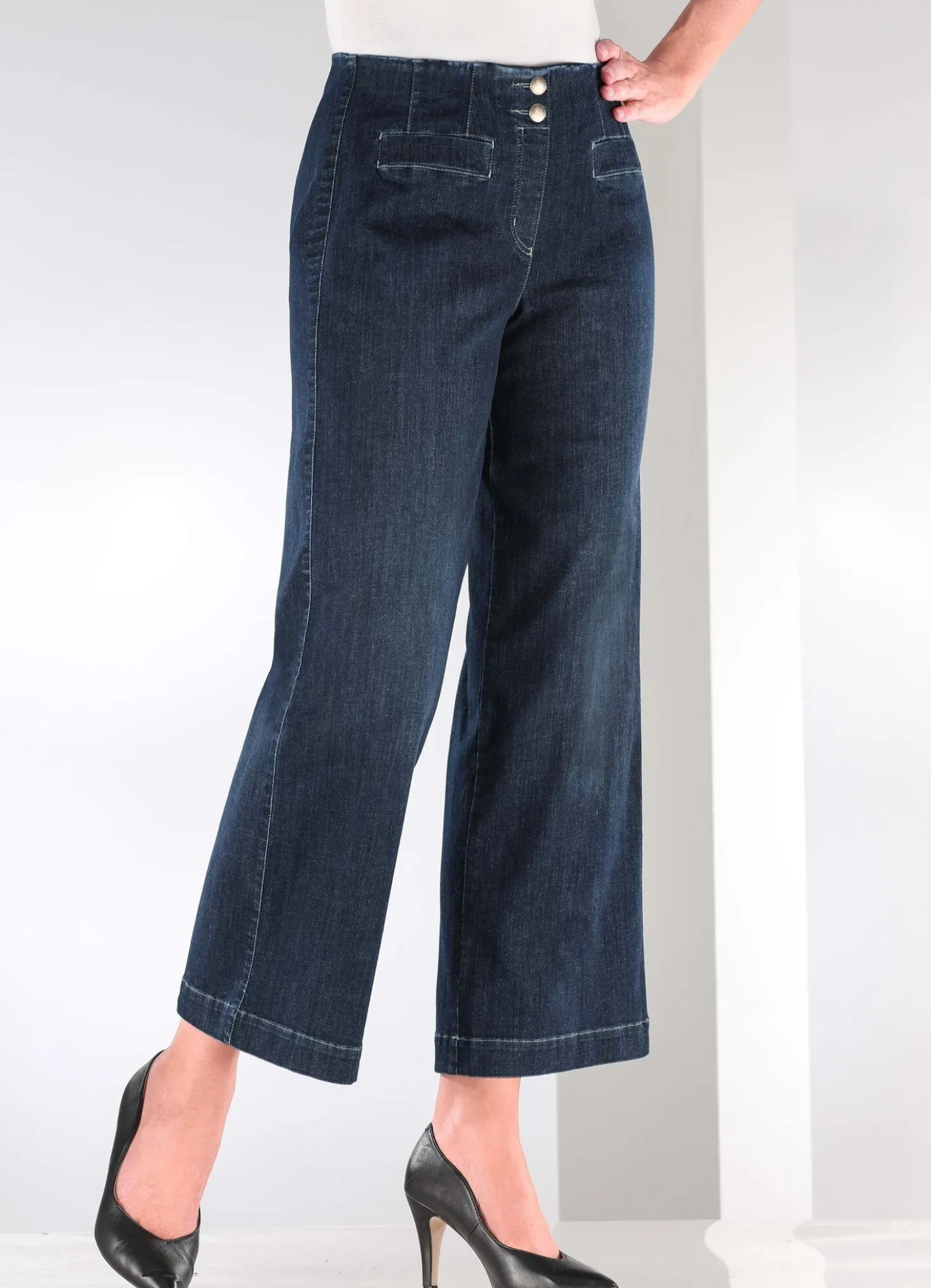 Jeans-Culotte mit dezenten Used-Effekten