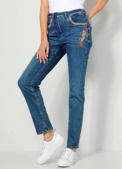 Jeans mit schöner Stickerei im Ethno-Stil