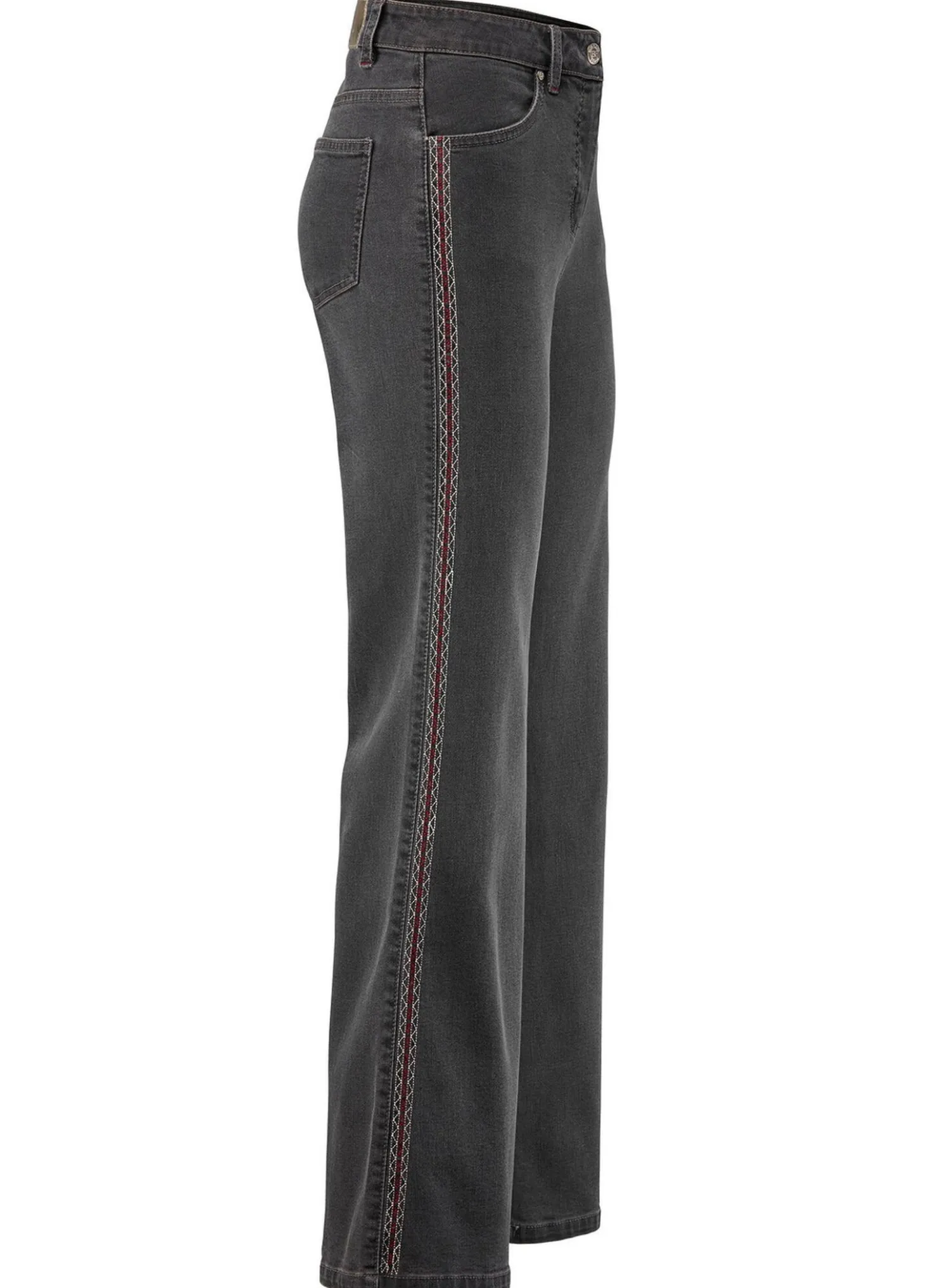Jeans mit Ziersteppungen im Ethno-Stil