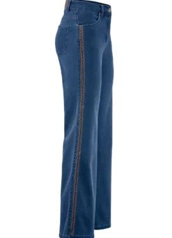 Jeans mit Ziersteppungen im Ethno-Stil