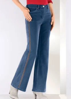 Jeans mit Ziersteppungen im Ethno-Stil