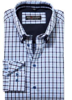 Kariertes Hemd mit Button-Down-Doppelkragen