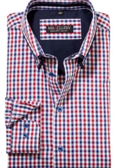 Kariertes Hemd mit Button-Down-Doppelkragen