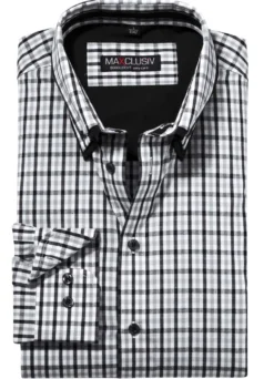 Kariertes Hemd mit Button-Down-Doppelkragen