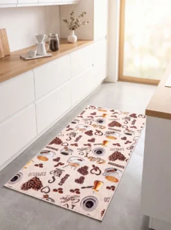 Küchenläufer und -teppiche mit Kaffeespezialitäten
