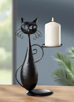 Kerzenhalter Katze aus Metall