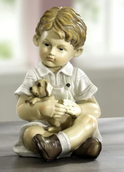 Kinder mit Haustier von Hand bemalt