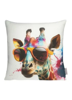 Kissenbezug mit farbenfrohem Giraffen-Motiv