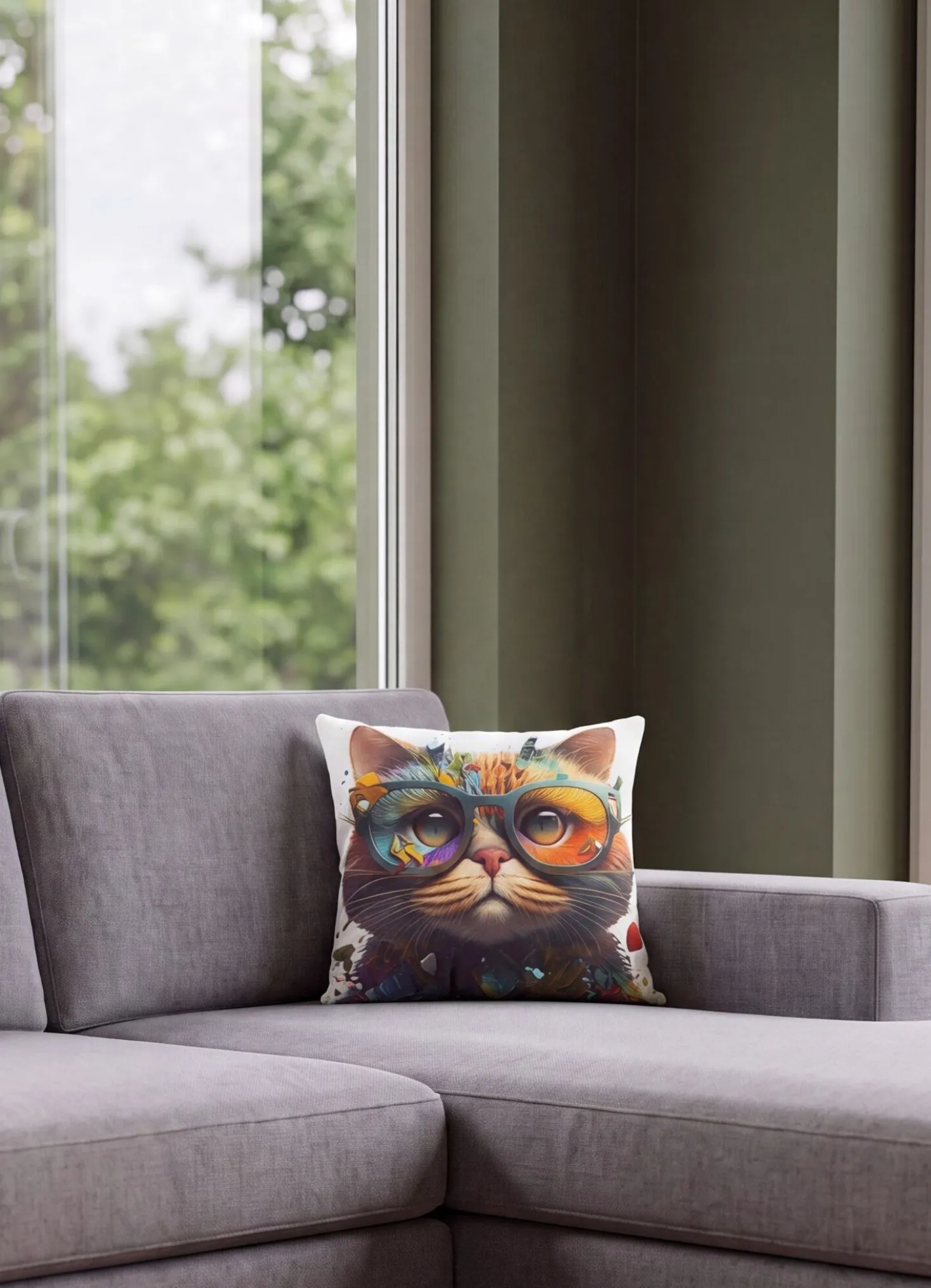 Kissenbezug mit Katzen-Motiv