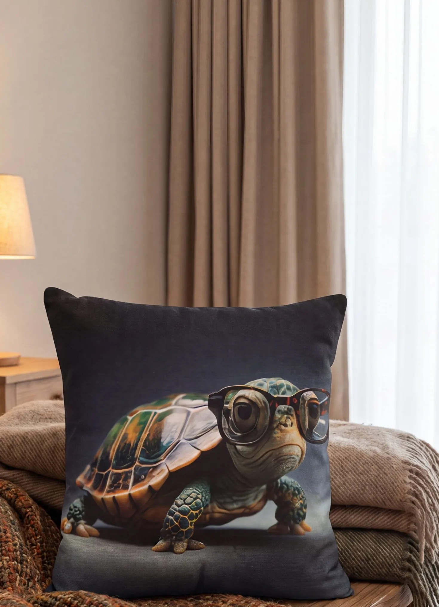Kissenbezug mit Schildkröten-Motiv