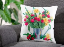 Kissenbezug "Tulpen" mit Reißverschluss