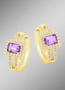 Klappcreolen mit Amethyst und Zirkonia