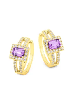Klappcreolen mit Amethyst und Zirkonia