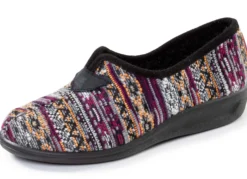 Klassische Damen-Hausschuhe, Weite H, aus Textil