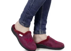 Klassische Damen-Hausschuhe, Weite G, mit floraler Stickerei