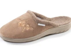 Klassische Damen-Hausschuhe, Weite G, mit floraler Stickerei