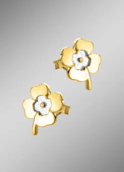 Kleeblatt-Ohrstecker in Bicolor