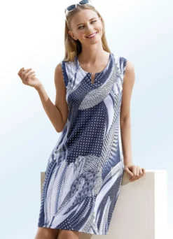 Kleid mit farbbrillantem Druckdessin, ärmellos