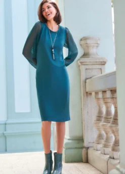 Kleid mit tollen, transparenten Chiffonärmeln